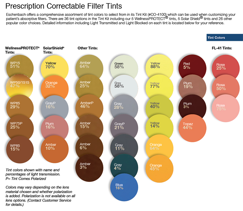 lens tint colors